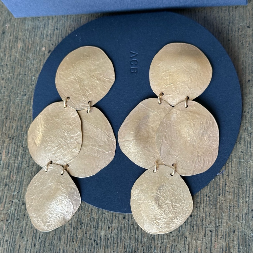 Gold Statement Earrings, “Sungold Petals” NWT